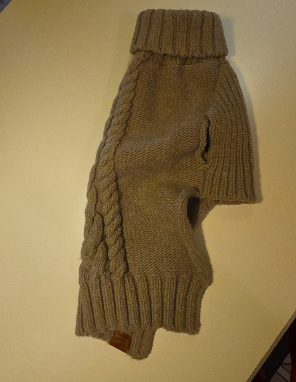 Chunky Warm Gray or Natural Lambs-Wool Dog Sweater U.S.A.